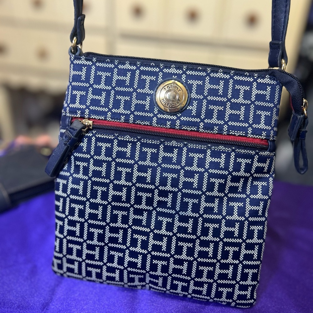 Tommy Hilfiger Navy Blue Patterned Crossbody Bag